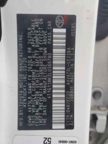 4T1G11AK2LU366780 - 2020 TOYOTA CAMRY SE Ağ foto 12