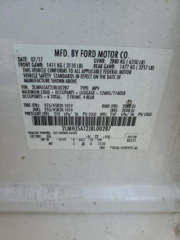 2LMHJ5AT2JBL00287 - 2018 LINCOLN MKT أبيض صورة 13