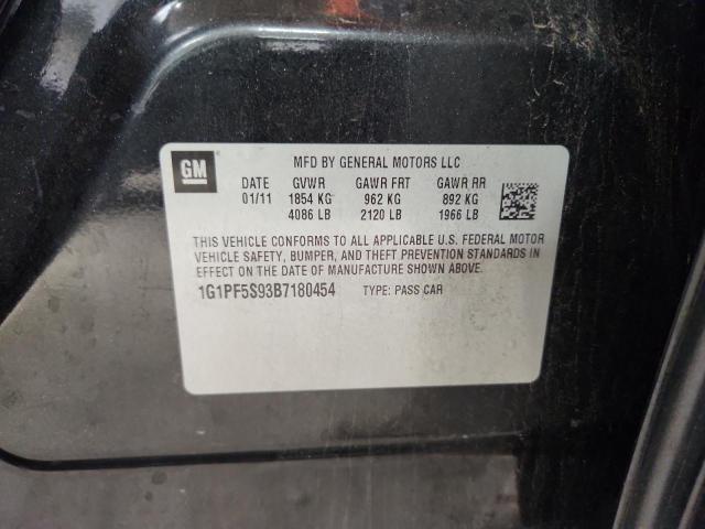 1G1PF5S93B7180454 - 2011 CHEVROLET CRUZE LT BLACK photo 13