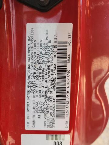5TEUU42NX8Z502449 - 2008 TOYOTA TACOMA ACCESS CAB RED photo 12