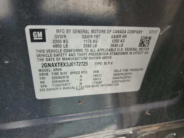 2GNAXTEX3J6172725 - 2018 CHEVROLET EQUINOX LT BLACK photo 14