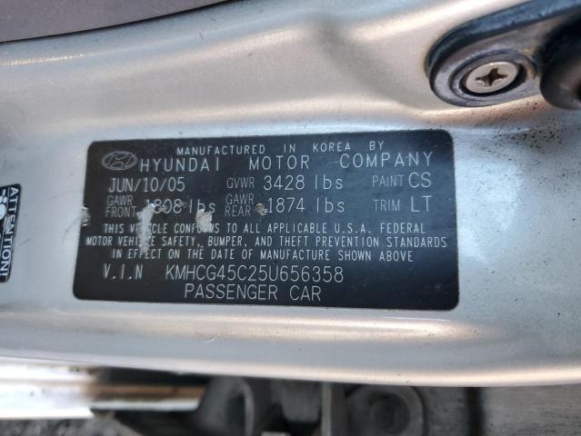 KMHCG45C25U656358 - 2005 HYUNDAI ACCENT GL SILVER photo 12