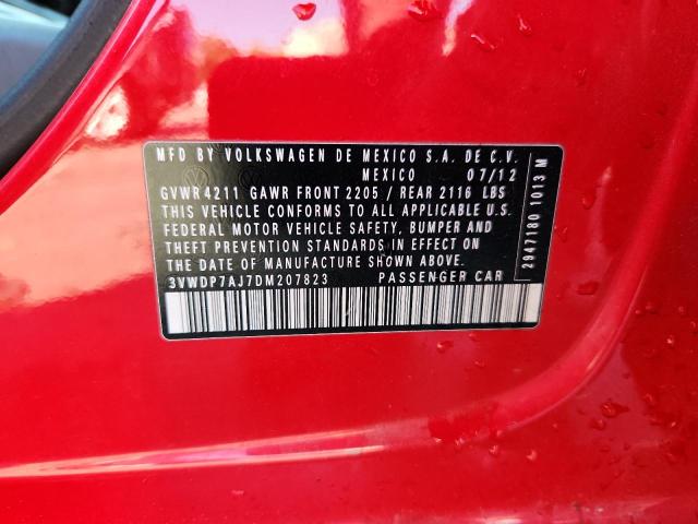 3VWDP7AJ7DM207823 - 2013 VOLKSWAGEN JETTA SE RED photo 13