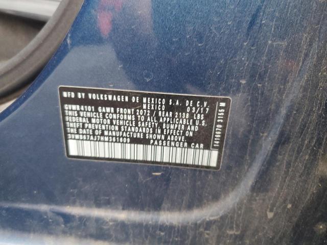 3VWB67AJ7HM361609 - 2017 VOLKSWAGEN JETTA SE BLUE photo 12