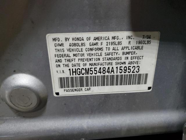 1HGCM55484A159523 - 2004 HONDA ACCORD LX SILVER photo 12