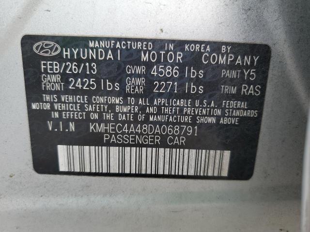 KMHEC4A48DA068791 - 2013 HYUNDAI SONATA HYBRID SILVER photo 12