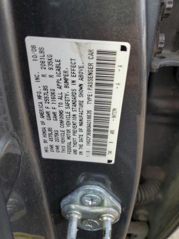 1HGCP368X9A018635 - 2009 HONDA ACCORD EXL GRAY photo 12