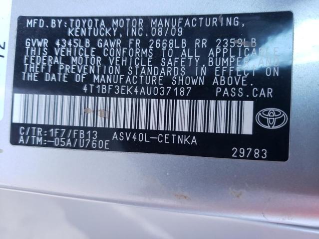 4T1BF3EK4AU037187 - 2010 TOYOTA CAMRY BASE SILVER photo 13