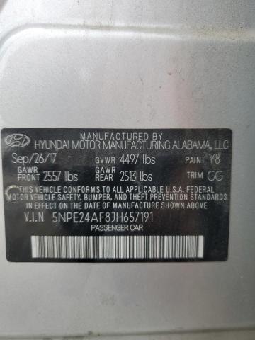 5NPE24AF8JH657191 - 2018 HYUNDAI SONATA SE Srebrny zdjęcie 12