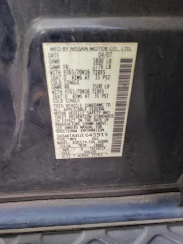 5N1AR18U17C645915 - 2007 NISSAN PATHFINDER LE BLUE photo 13