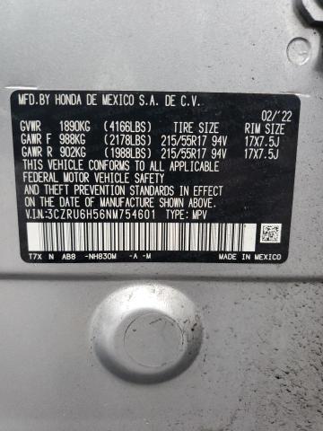 3CZRU6H56NM754601 - 2022 HONDA HR-V EX SILVER photo 13
