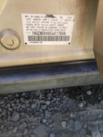 1HGCM56485A017849 - 2005 HONDA ACCORD LX GOLD photo 12