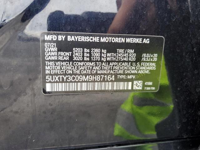 5UXTY3C09M9H87164 - 2021 BMW X3 SDRIVE30I BLACK photo 13