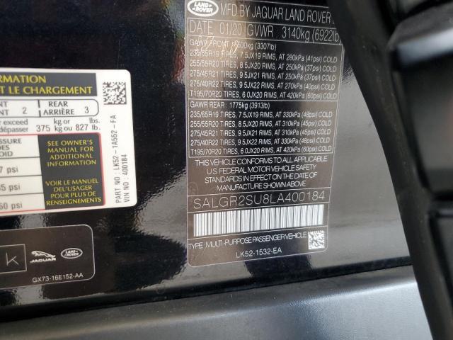 SALGR2SU8LA400184 - 2020 LAND ROVER RANGE ROVE შავი ფოტო 14
