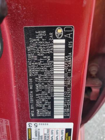 2T1BR32EX8C890176 - 2008 TOYOTA COROLLA CE RED photo 12
