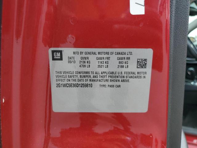 2G1WC5E36D1259810 - 2013 CHEVROLET IMPALA LTZ 红色 照片 12