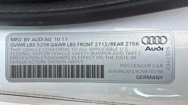 WAUHGAFC9CN070798 - 2012 AUDI A6 PRESTIGE Blanco foto 10