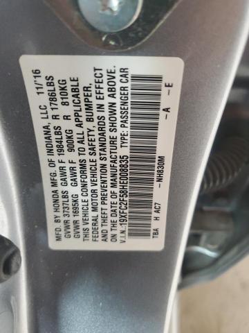 19XFC2F58HE008835 - 2017 HONDA CIVIC LX 银色 照片 12