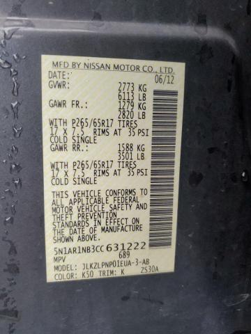 5N1AR1NB3CC631222 - 2012 NISSAN PATHFINDER S Niebieski zdjęcie 13