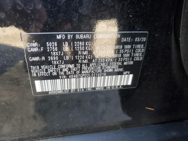 4S4BTGPD2L3214018 - 2020 SUBARU OUTBACK TOURING LDL Սև լուսանկար 14