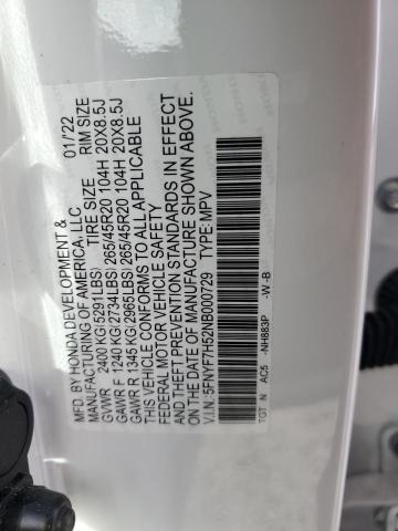 5FNYF7H52NB000729 - 2022 HONDA PASSPORT EXL Ağ foto 13