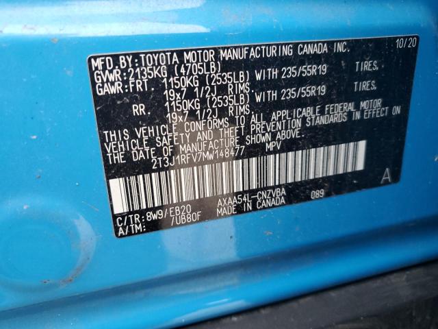 2T3J1RFV7MW148477 - 2021 TOYOTA RAV4 ADVENTURE BLUE photo 12