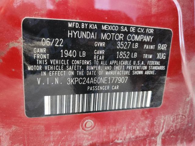 3KPC24A60NE177907 - 2022 HYUNDAI ACCENT SE Qırmızı foto 12