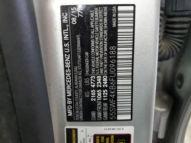 55SWF4KB6FU096188 - 2015 MERCEDES-BENZ C 300 4MATIC SILVER photo 12