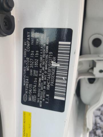 KMHCT4AE8FU931719 - 2015 HYUNDAI ACCENT GLS თეთრი ფოტო 12