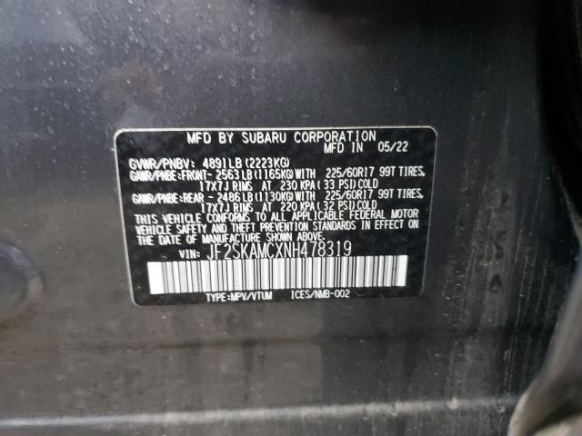 JF2SKAMCXNH478319 - 2022 SUBARU FORESTER WILDERNESS GRAY photo 13