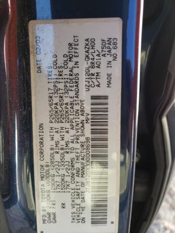 JTJBT20X330008698 - 2003 LEXUS GX 470 BLUE photo 13