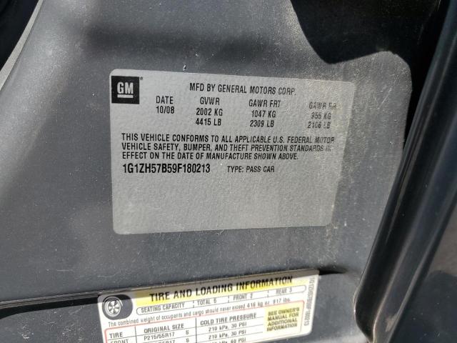 1G1ZH57B59F180213 - 2009 CHEVROLET MALIBU 1LT ნაცრისფერი ფოტო 12