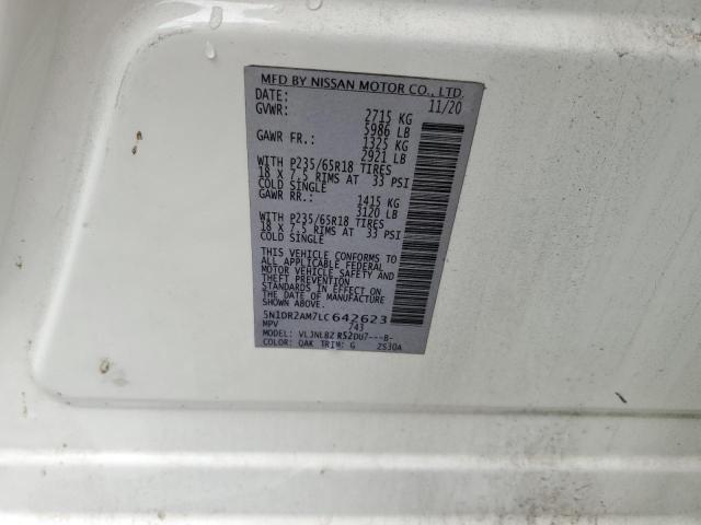 5N1DR2AM7LC642623 - 2020 NISSAN PATHFINDER S WHITE photo 13