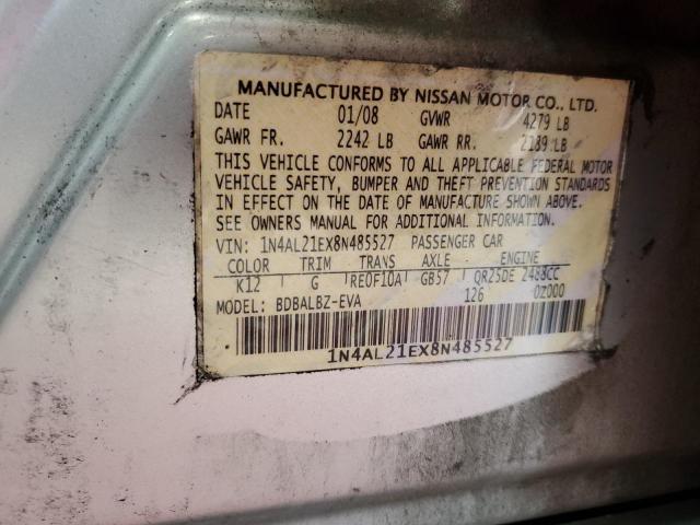 1N4AL21EX8N485527 - 2008 NISSAN ALTIMA 2.5 ვერცხლისფერი ფოტო 12