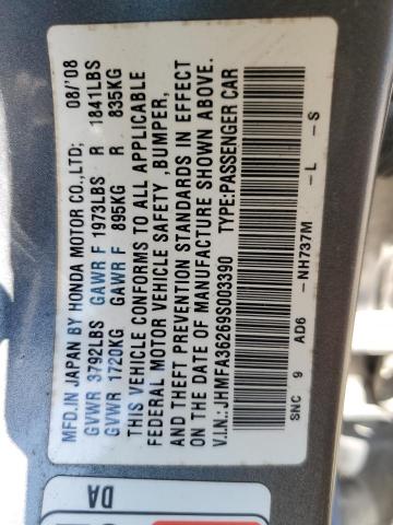 JHMFA36269S003390 - 2009 HONDA CIVIC HYBRID GRAY photo 13