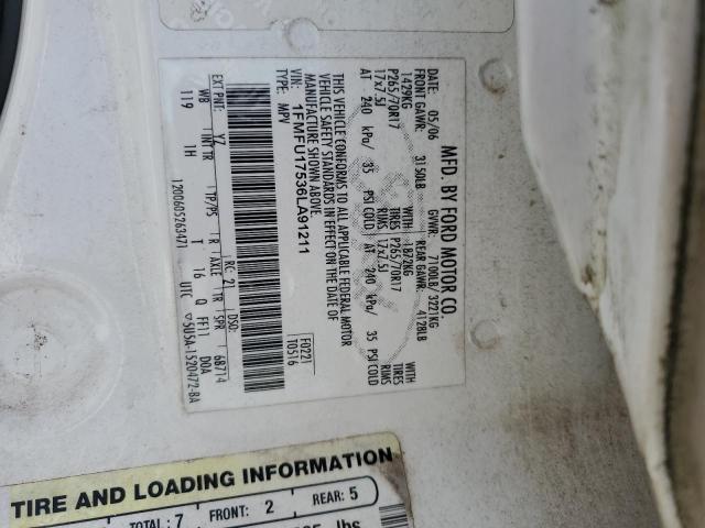 1FMFU17536LA91211 - 2006 FORD EXPEDITION EDDIE BAUER WHITE photo 13