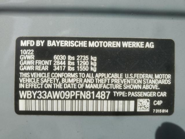 WBY33AW09PFN81487 - 2023 BMW I4 M50 GRAY photo 12
