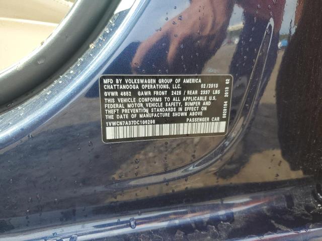 1VWCN7A37DC106298 - 2013 VOLKSWAGEN PASSAT SEL BLUE photo 12