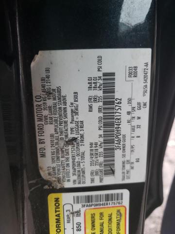 3FA6P0H94ER175762 - 2014 FORD FUSION SE BLACK photo 12