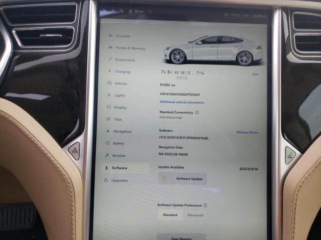 5YJSA1CN5DFP22431 - 2013 TESLA MODEL S WHITE photo 9