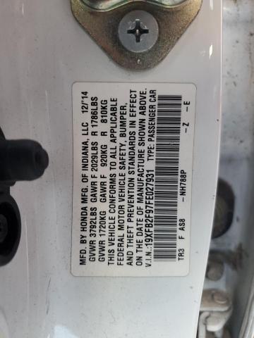 19XFB2F97FE027931 - 2015 HONDA CIVIC EXL ნარინჯისფერი ფოტო 12