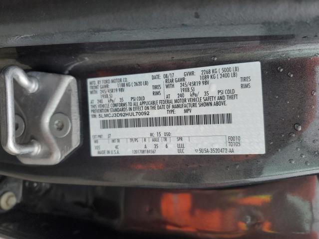 5LMCJ3D92HUL70092 - 2017 LINCOLN MKC RESERVE GRAY photo 13