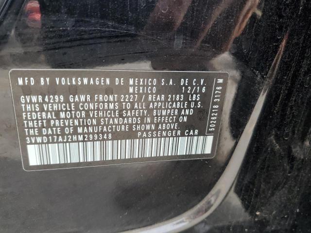 3VWD17AJ2HM299348 - 2017 VOLKSWAGEN JETTA SPORT Siyah fotoğraf 12
