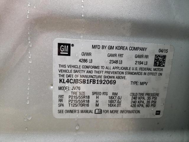 KL4CJBSB1FB192069 - 2015 BUICK ENCORE CONVENIENCE 银色 照片 12