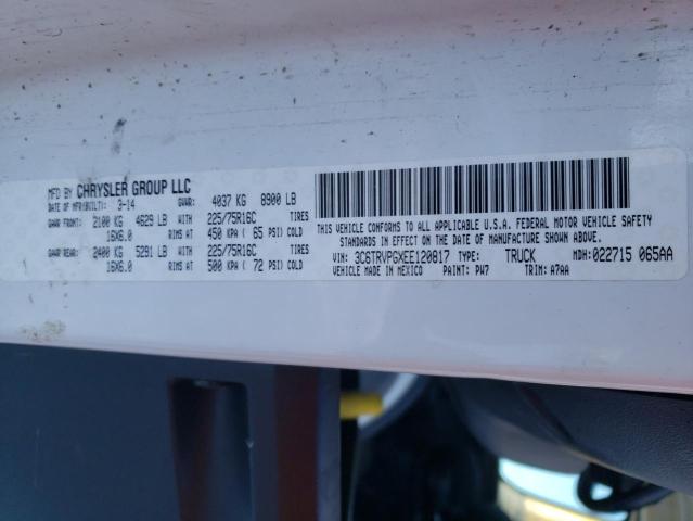 3C6TRVPGXEE120817 - 2014 RAM PROMASTER 2500 HIGH WHITE photo 12