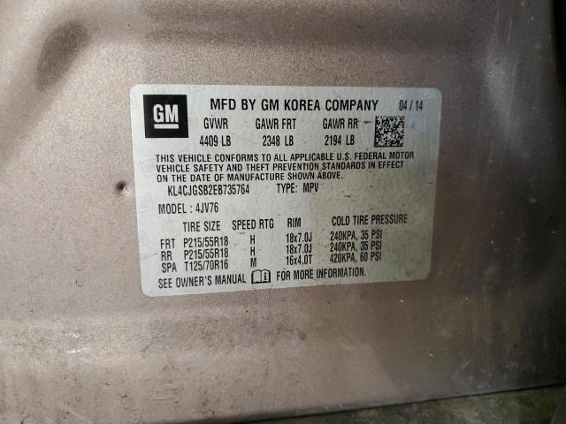 KL4CJGSB2EB735764 - 2014 BUICK ENCORE Kahverengi fotoğraf 13