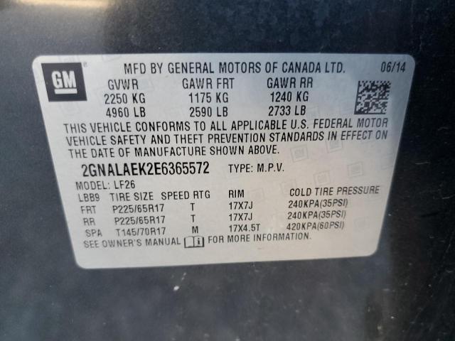 2GNALAEK2E6365572 - 2014 CHEVROLET EQUINOX LS BLACK photo 14