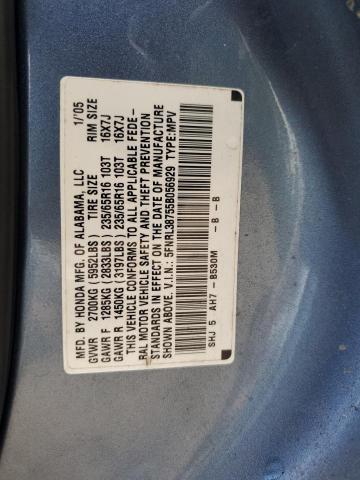 5FNRL38755B056929 - 2005 HONDA ODYSSEY EXL Կապույտ լուսանկար 14