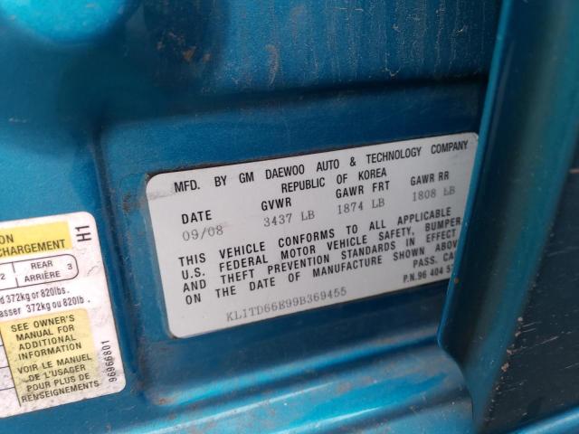 KL1TD66E99B369455 - 2009 CHEVROLET AVEO LS 蓝色 照片 12