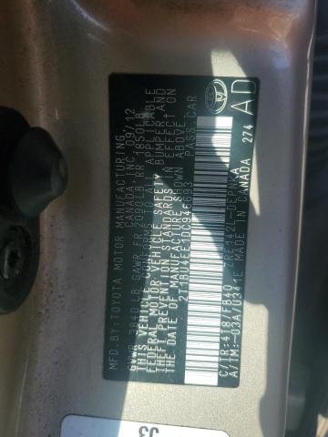 2T1BU4EE1DC946693 - 2013 TOYOTA COROLLA BASE ذهبي صورة 12